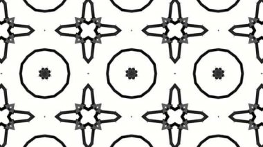 Siyah beyaz bir arka plan desen animasyon. Soyut kaleydoskop arka plan. 3D render