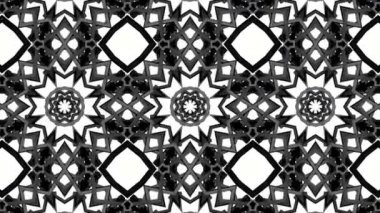Siyah beyaz bir arka plan desen animasyon. Soyut kaleydoskop arka plan. 3D render