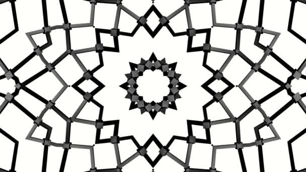 Zwarte Geanimeerde Patroon Een Witte Achtergrond Abstracte Achtergrond Van Caleidoscoop — Stockvideo
