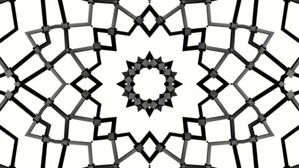 Black Animated Pattern White Background Abstract Kaleidoscope Background Render — Stock Video