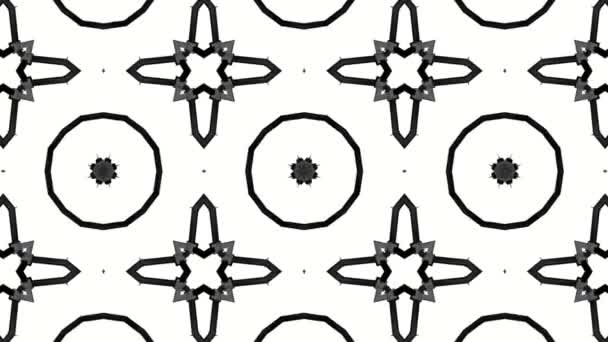 Black Animated Pattern White Background Abstract Kaleidoscope Background Render — Stock Video