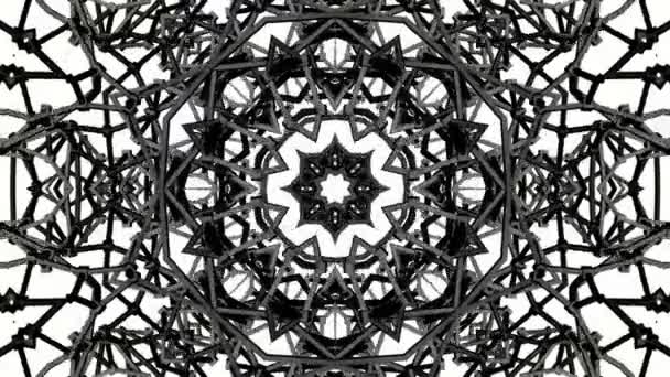 Black Animated Pattern White Background Abstract Kaleidoscope Background Render — Stock Video