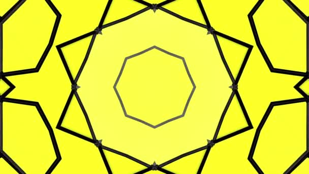 Žluté Pozadí Černými Pruhy Animované Schéma Abstraktní Pozadí Kaleidoskop Vykreslování — Stock video