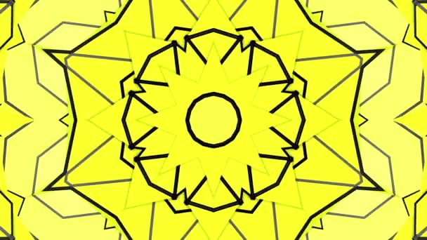 黒のストライプの背景が黄色 アニメーションのパターン 万華鏡バック グラウンドを抽象化します のレンダリング — ストック動画