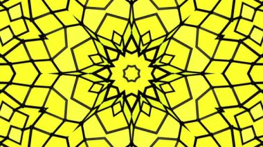 Sarı arka plan siyah çizgiler olanlardan. animasyonlu desen. Soyut kaleydoskop arka plan. 3D render