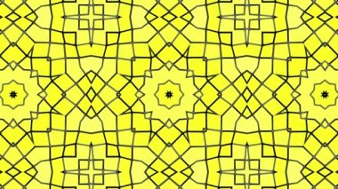 Sarı arka plan siyah çizgiler olanlardan. animasyonlu desen. Soyut kaleydoskop arka plan. 3D render