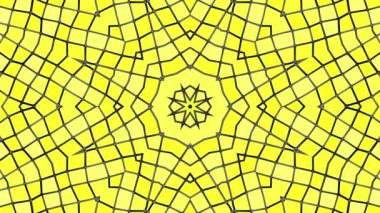 Sarı arka plan siyah çizgiler olanlardan. animasyonlu desen. Soyut kaleydoskop arka plan. 3D render