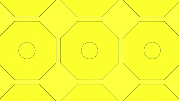 Κίτρινο Φόντο Μαύρες Ρίγες Κινούμενο Σχέδιο Αφηρημένα Φόντο Καλειδοσκόπιο Καθιστούν — Αρχείο Βίντεο