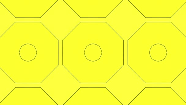 Yellow Background Black Stripes Animated Pattern Abstract Kaleidoscope Background Render — Stock Video