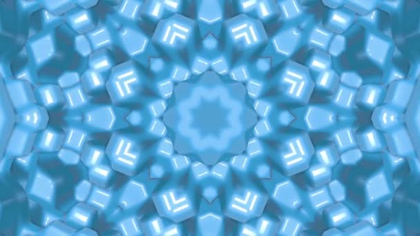 Light Blue Animated Pattern Abstract Kaleidoscope Background Render — Stock Video