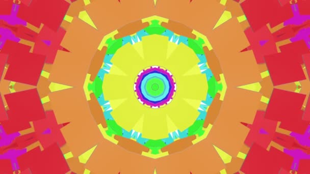 Vícebarevné Animovaný Kaleidoskop Pozadí Vykreslování Abstraktní Animace — Stock video