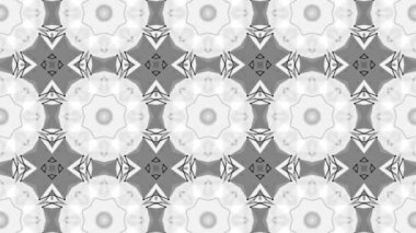 Siyah beyaz bir arka plan desen animasyon. Soyut kaleydoskop arka plan. 3D render