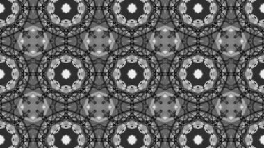 Siyah beyaz bir arka plan desen animasyon. Soyut kaleydoskop arka plan. 3D render