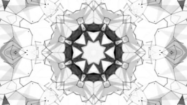 Siyah beyaz bir arka plan desen animasyon. Soyut kaleydoskop arka plan. 3D render