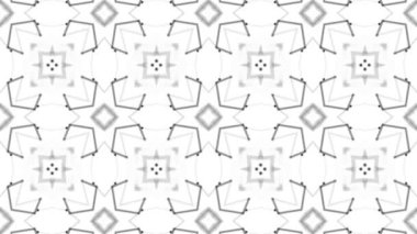 Siyah beyaz bir arka plan desen animasyon. Soyut kaleydoskop arka plan. 3D render