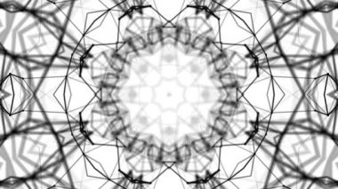 Siyah beyaz bir arka plan desen animasyon. Soyut kaleydoskop arka plan. 3D render