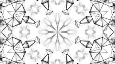 Siyah beyaz bir arka plan desen animasyon. Soyut kaleydoskop arka plan. 3D render