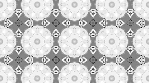 Чорний Анімований Візерунок Білому Тлі Абстрактний Калейдоскопний Фон Візуалізація — стокове відео
