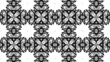 Siyah beyaz bir arka plan desen animasyon. Soyut kaleydoskop arka plan. 3D render