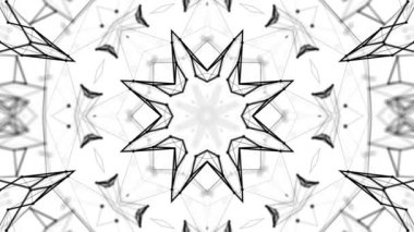 Siyah beyaz bir arka plan desen animasyon. Soyut kaleydoskop arka plan. 3D render