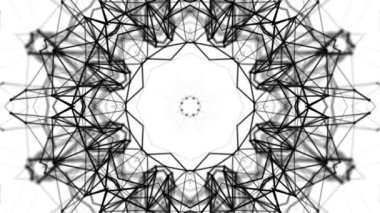 Siyah beyaz bir arka plan desen animasyon. Soyut kaleydoskop arka plan. 3D render