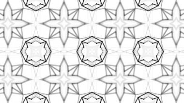 Siyah beyaz bir arka plan desen animasyon. Soyut kaleydoskop arka plan. 3D render