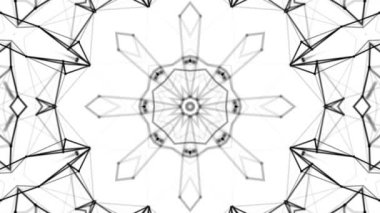 Siyah beyaz bir arka plan desen animasyon. Soyut kaleydoskop arka plan. 3D render