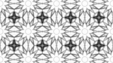 Siyah beyaz bir arka plan desen animasyon. Soyut kaleydoskop arka plan. 3D render