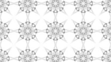 Siyah beyaz bir arka plan desen animasyon. Soyut kaleydoskop arka plan. 3D render