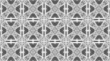 Siyah beyaz bir arka plan desen animasyon. Soyut kaleydoskop arka plan. 3D render