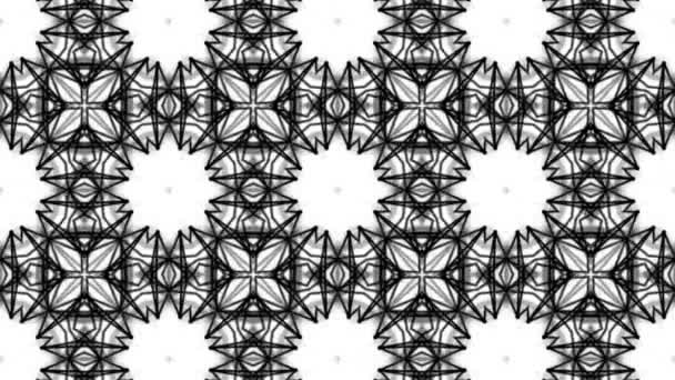 Zwarte Geanimeerde Patroon Een Witte Achtergrond Abstracte Achtergrond Van Caleidoscoop — Stockvideo