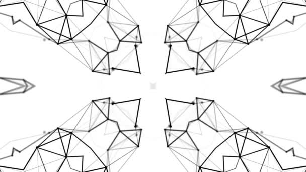 Zwarte Geanimeerde Patroon Een Witte Achtergrond Abstracte Achtergrond Van Caleidoscoop — Stockvideo