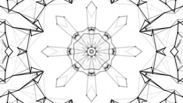 Black Animated Pattern White Background Abstract Kaleidoscope Background Render — Stock Video