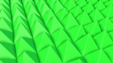 yeşil piramitler yavaş hareket satırlarının. Soyut animasyon. 3D render