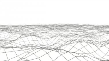 siyah üç boyutlu mesh beyaz bir arka plan üzerinde yavaş yavaş deforme olduğunu. Soyut animasyon. 3D render