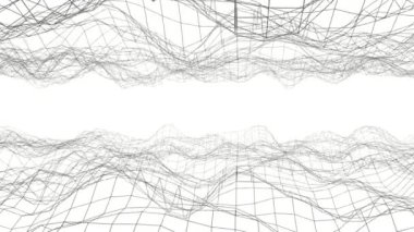 siyah üç boyutlu mesh beyaz bir arka plan üzerinde yavaş yavaş deforme olduğunu. Soyut animasyon. 3D render