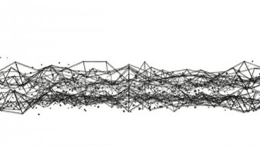 beyaz bir arka plan üzerinde yavaş yavaş deforme küre ile siyah üç boyutlu ızgara. Soyut animasyon. 3D render