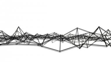 siyah üç boyutlu mesh beyaz bir arka plan üzerinde yavaş yavaş deforme olduğunu. Soyut animasyon. 3D render