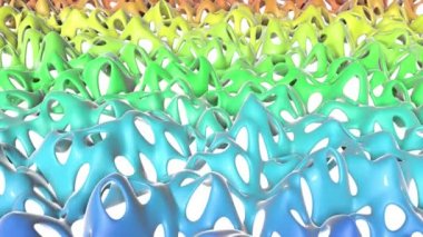 yavaş yavaş deforme ajur çok renkli düzgün uçak. Soyut animasyon. 3D render