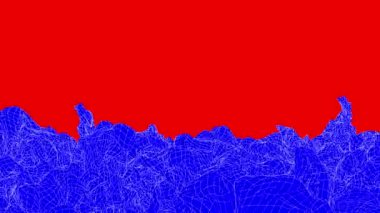 mavi dalga uçak kırmızı bir arka plan üzerinde taşır. Soyut animasyon. 3D render