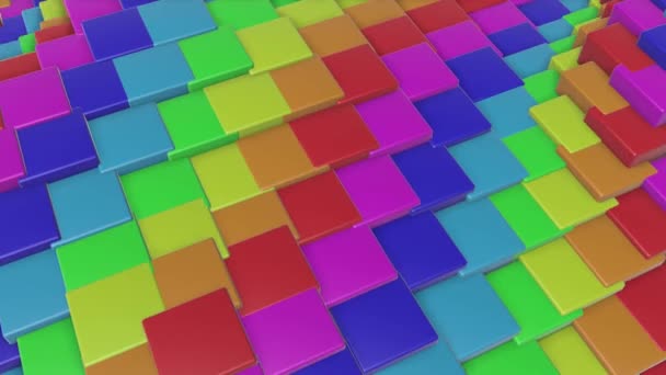 cubes tridimensionnels multicolores volent lentement. animation abstraite arc-en-ciel. Rendu 3d 