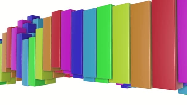 五颜六色的三维立方体慢慢地飞翔 抽象彩虹动画 — 图库视频影像