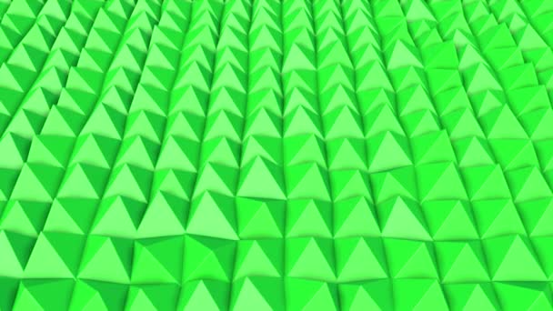 Ряды Зеленых Пирамид Медленно Движутся Абстрактная Анимация Рендеринг — стоковое видео