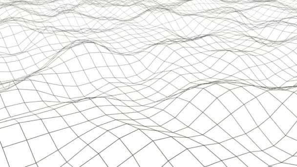 Schwarzes Dreidimensionales Netz Verformt Sich Langsam Auf Weißem Hintergrund Abstrakte — Stockvideo