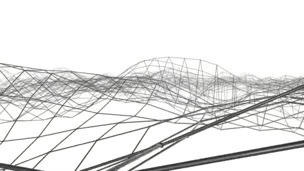 Чорна Тривимірна Сітка Повільно Деформується Білому Тлі Абстрактна Анімація Візуалізація — стокове відео