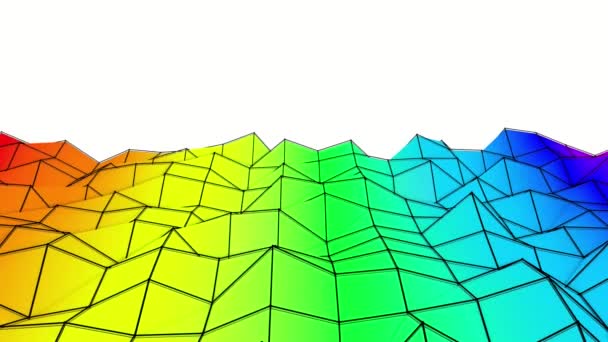 Regenboog Laag Poly Vliegtuig Langzaam Misvormde Abstracte Animatie Rendering — Stockvideo