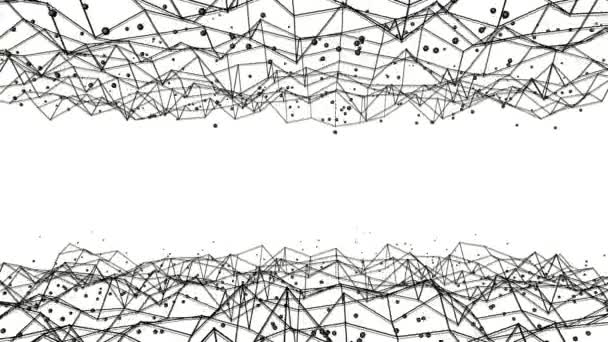 Черная Трехмерная Сетка Сферами Медленно Деформированными Белом Фоне Абстрактная Анимация — стоковое видео