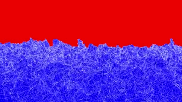 Plano Onda Azul Mueve Sobre Fondo Rojo Animación Abstracta Renderizado — Vídeos de Stock