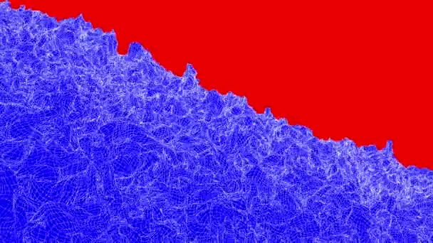 Синя Хвиля Рухається Червоному Тлі Абстрактна Анімація Візуалізація — стокове відео