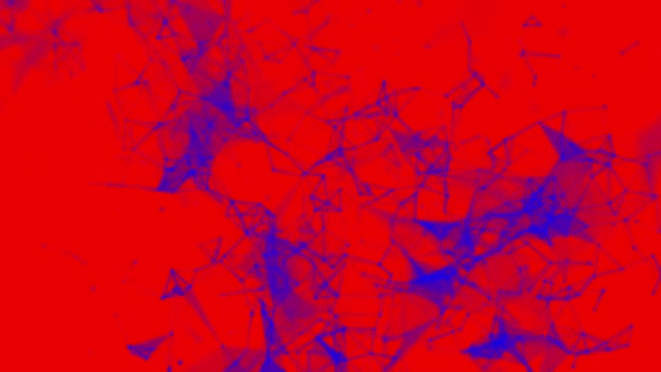 Μπλε Σωματίδια Πετούν Σιγά Σιγά Κόκκινο Φόντο Rendering — Αρχείο Βίντεο